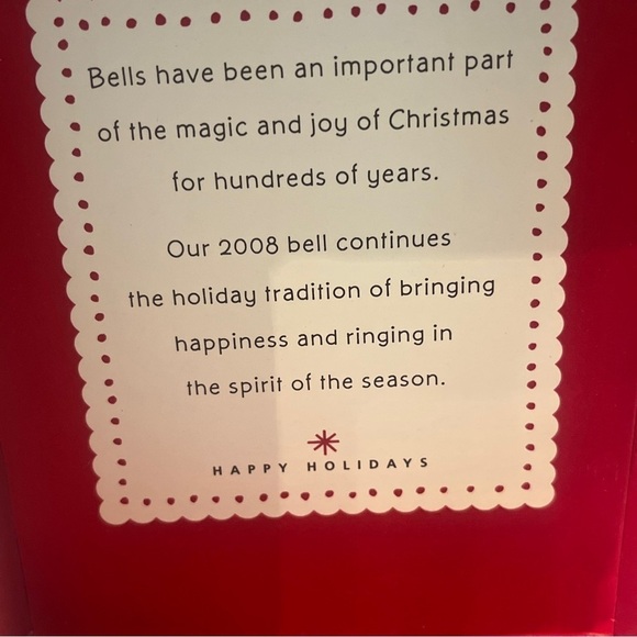 Hallmark Keepsake 2008 White Porcelain Bell Christmas Ornament - Picture 5 of 7